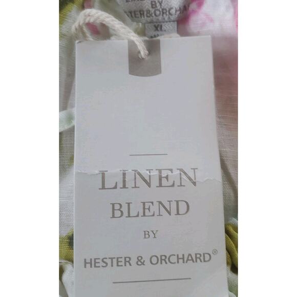 Hester & Orchard Linen Blend XL Watercolor Floral 3/4 Puff Sleeve Peasant Top - Picture 10 of 10